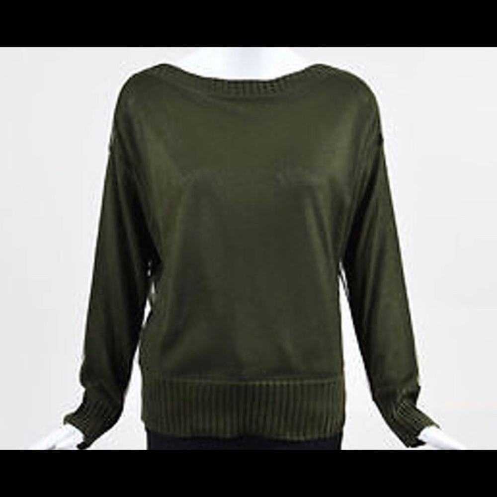 Ralph Lauren Olive Green Silk Mash Overlay Sweater
